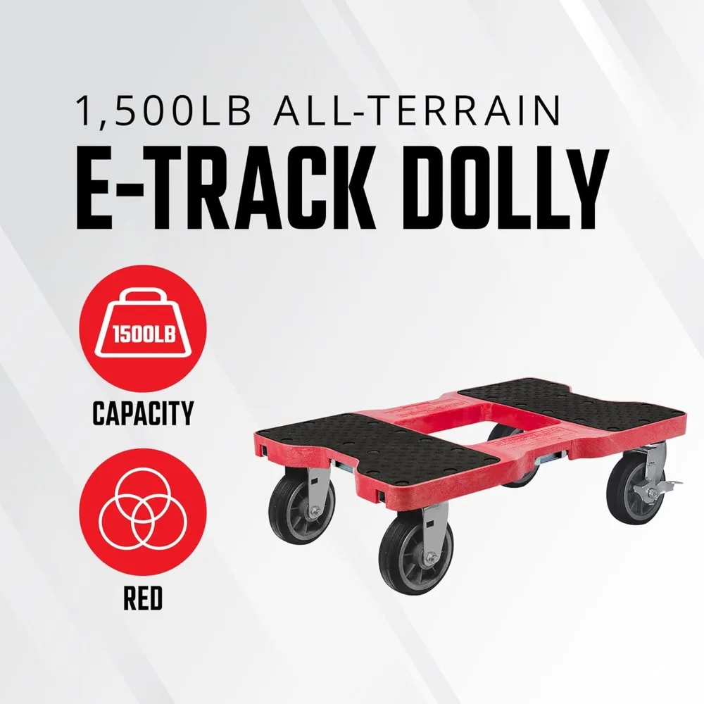 Chariot à chariot robuste à 4 roues tout Terrain rouge, roulettes de 6 pouces, fixation de sangle E incluse, capacité de 1 500 lb-haute qualité