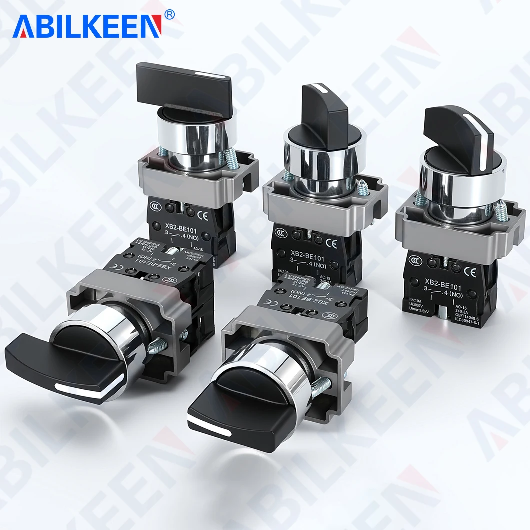 ABILKEEN XB2 Series Long Handle Rotary Knob Switch ON-OFF/(ON)-OFF Latching/Momentary Rotary Switch 1NO/1NC/2NO/2NC/1NO1NC