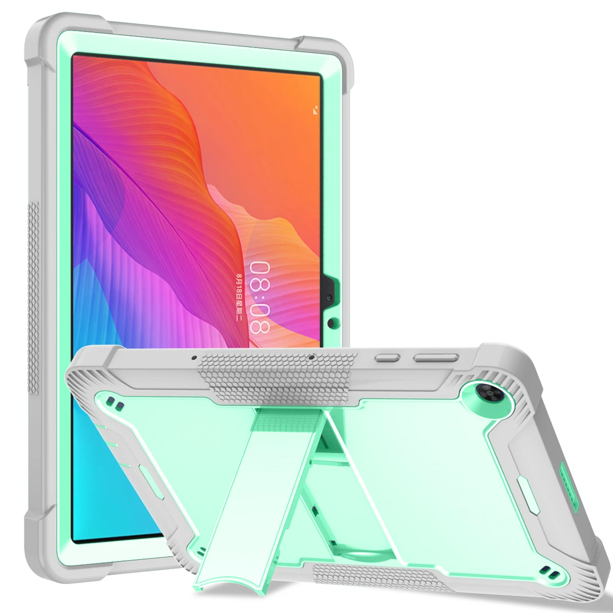 Uniwersalne etui z pancerną podpórką do tabletów Huawei MatePad C5e SE 10.1 2022 T10 T10s Enjoy Tablet 2 2020, 3-warstwowe, odporne na wstrząsy.