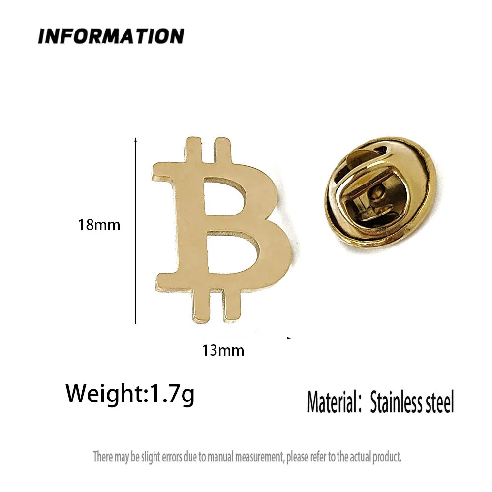 بروش مطلي بالذهب من الفولاذ المقاوم للصدأ حرف B الثروة بيتكوين، دبوس طية صدر السترة للرجال باللون الأسود، إكسسوارات البدلة، هدية الزوج #2