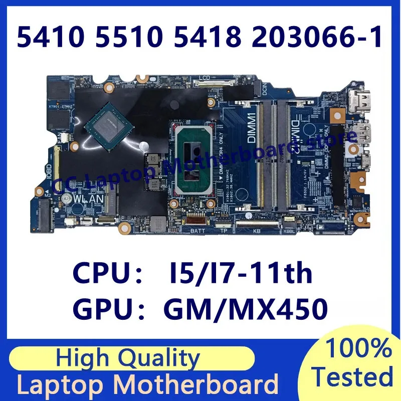 

203066-1 Материнская плата для ноутбука Dell Vostro 14 5410 15 5510 5518 с процессором I5/I7-11, GM/MX450, 100% гарантия, работает хорошо