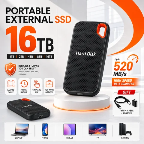 External 2TB External Hard Drive 1TB Stable Solid State Drive High Speed Portable SSD Original Hard Disk Hard Drive for Laptop Mac PC