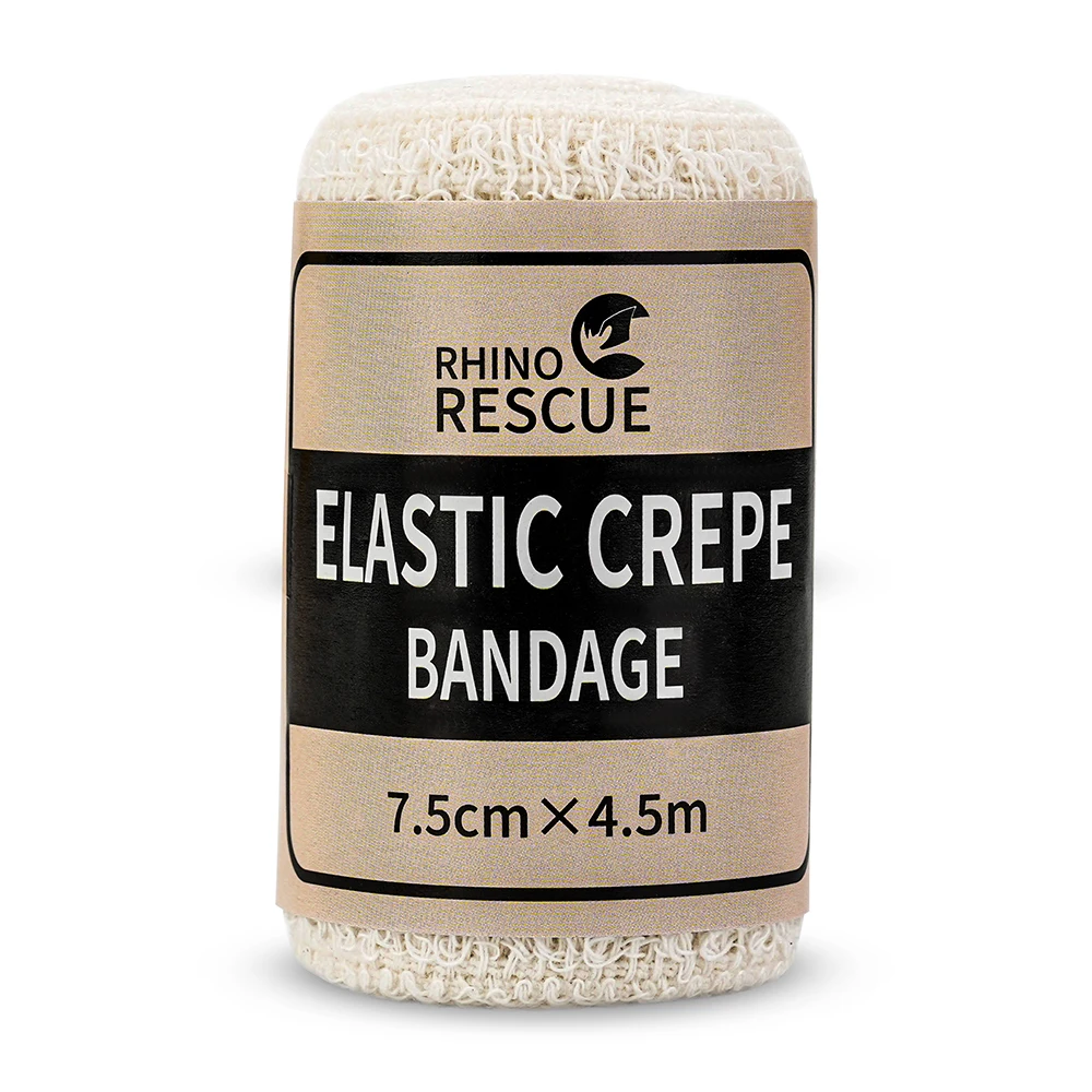 RHINO 7.5cm x 4.5m Elastic Crepe Bandage  Wrap - Durable Compression Bandage  First Aid Emergency Care Bandage