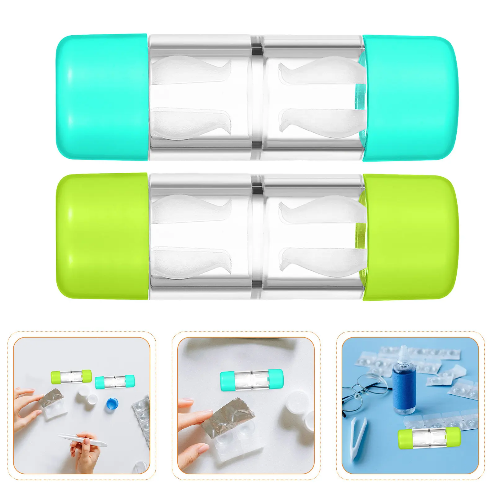12Pcs Hard Lens Storage Case for Rgp Contacts Leakproof Tight Seal Deep Well Lens Box Travel Eye Care Accessories Pocket Size