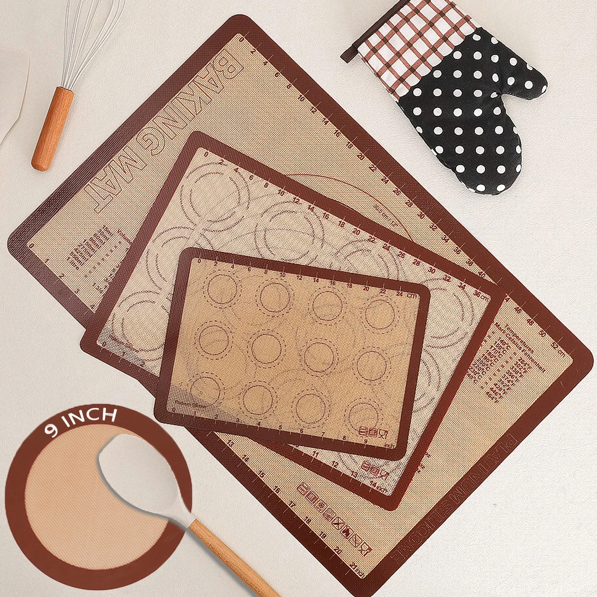 Esteras de silicona para hornear, 4 tamaños, hoja de revestimiento para horno antiadherente antideslizante reutilizable, estera de pastelería grande, para pizza, macarrón, galleta y pastel