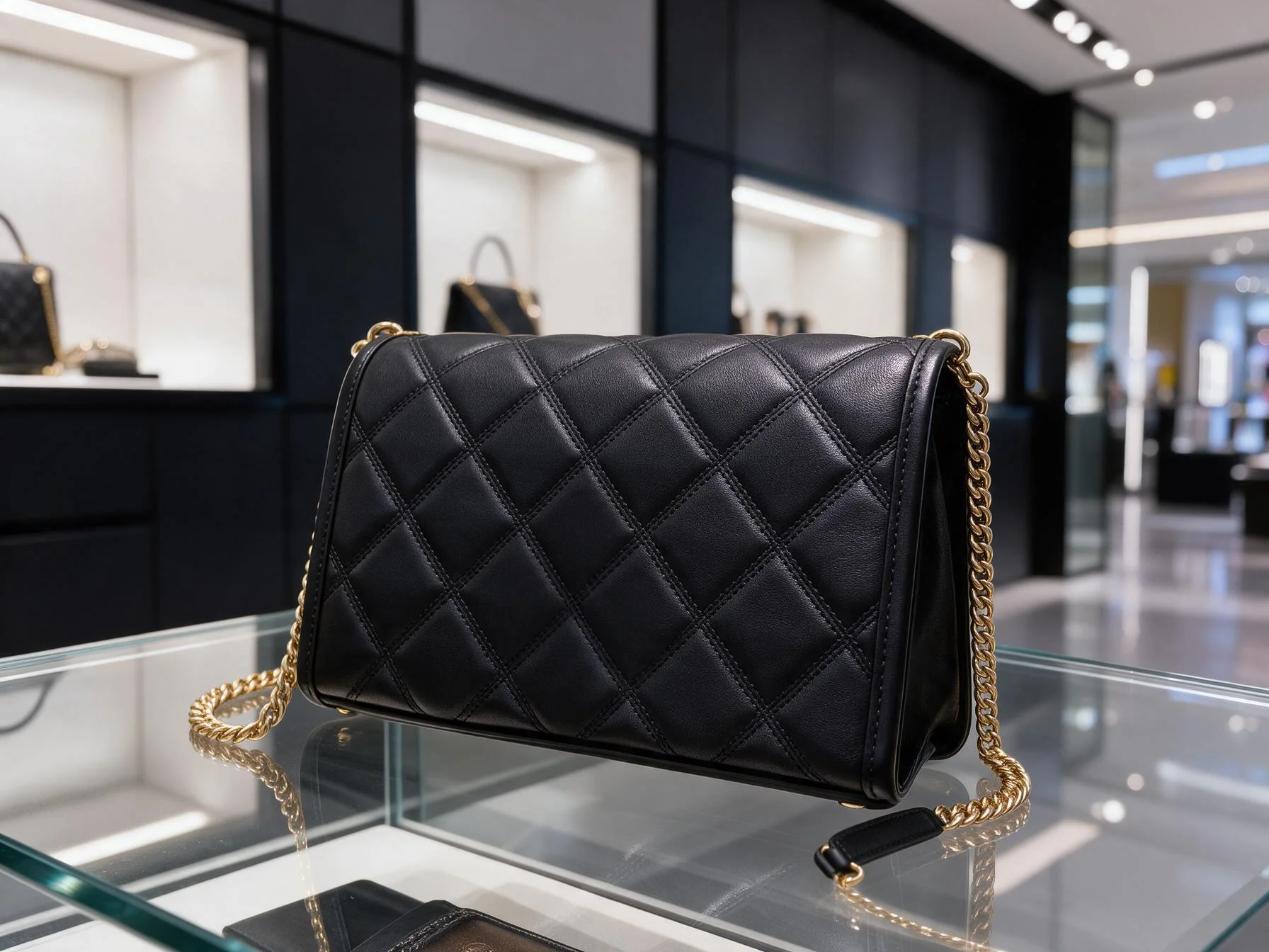 Black Diamond Quilted Envelope Bag Women Chain Strap Crossbody Bag Soft Leather Flap Wallet Shoulder Handbag