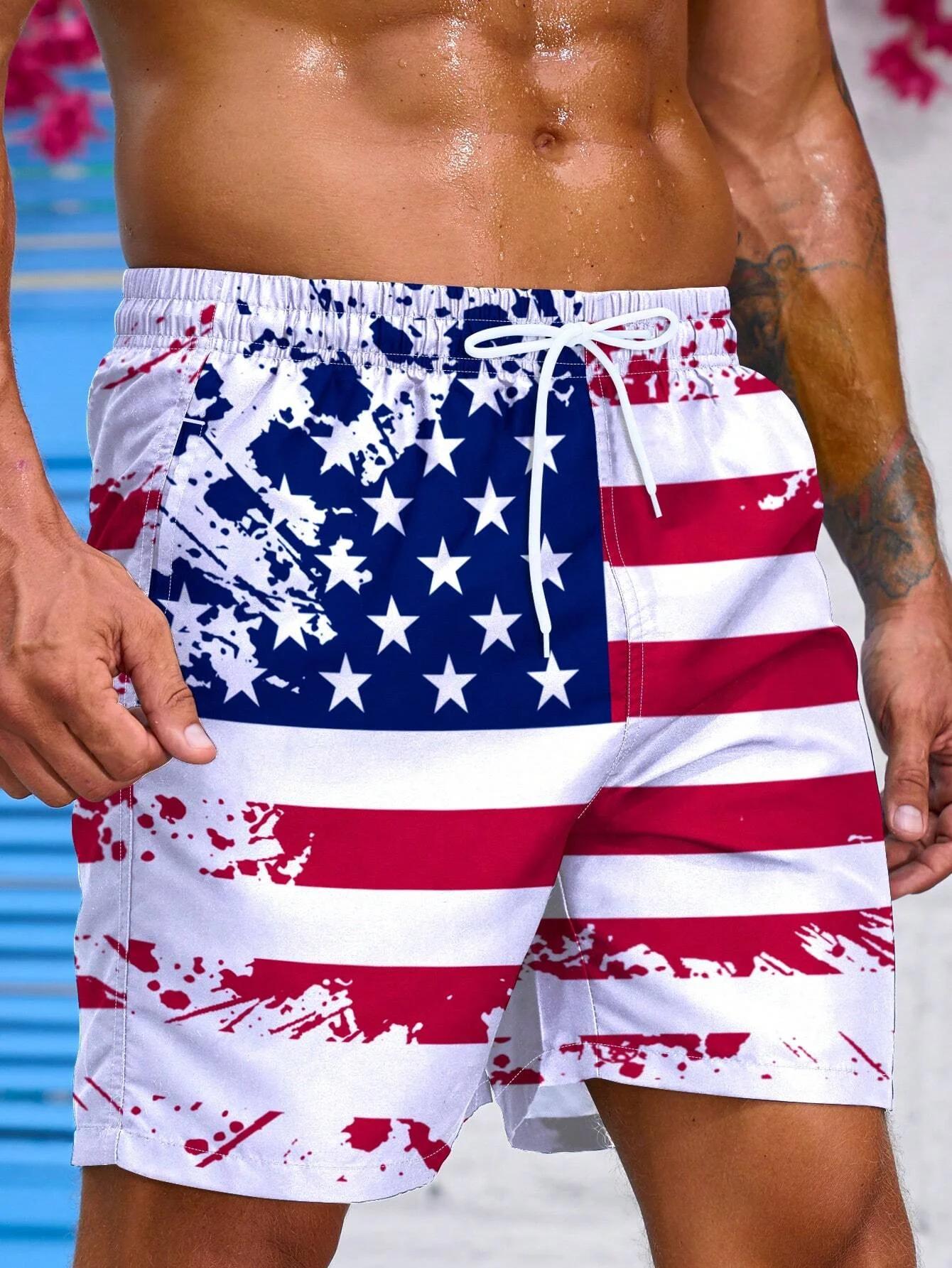 Men\'s 3d National Flag Printed Beach Shorts Summer Casual And Comfortable StreetSkateboardingShortsSportsPolyesterSwimmingShorts