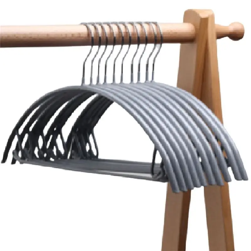 YANA50I Silver No Shoulder Bumps Non-Slip Hanger Sweater Hanger T-Shirt Hanger Suit Hanger + Pants Bar Pack Of 10