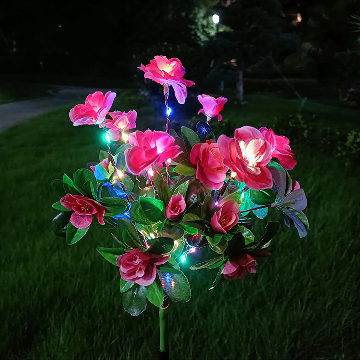 

LED Solar Light Azalea Flowers Garden Lamp Home Decorative Light Landscape Orchid Rose LampYard Lawn Path Holiday Wedding Lights