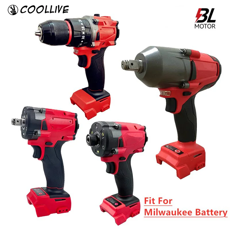 

For Milwaukee Brushless 3 in 1 Impact Drill Hammer Impact Wrench Cordless Driver 500N.m Car Repair Electric Screwdriver 1/2"