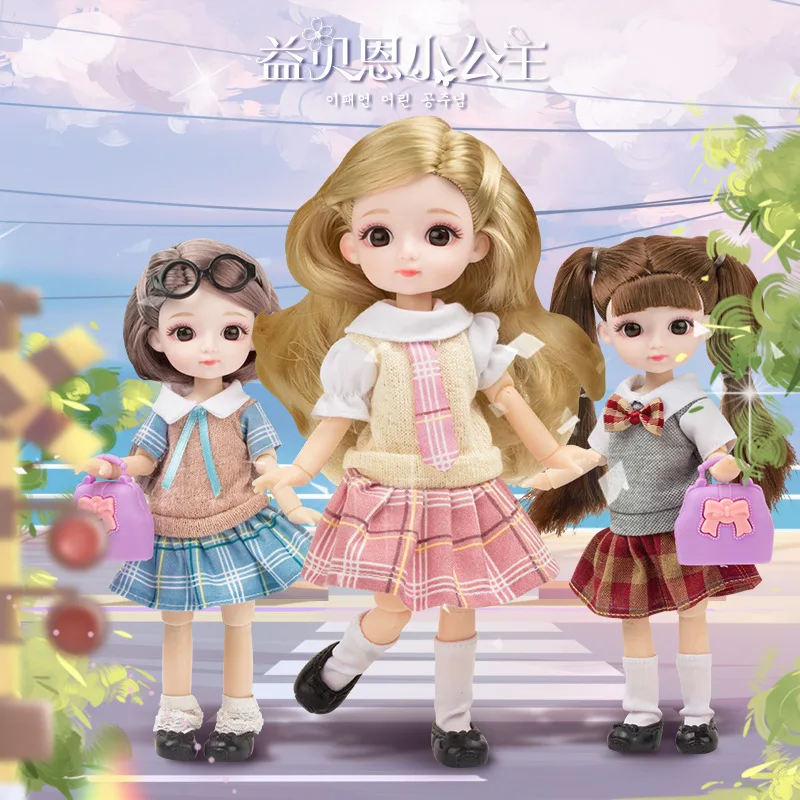 

Fashion College Uniform Bjd Doll 20cm 13 Joints 3D Eyes Fresh Style Dress Dolls Clothes Dress Up Toys for Girls Kids Gift 8 Inch