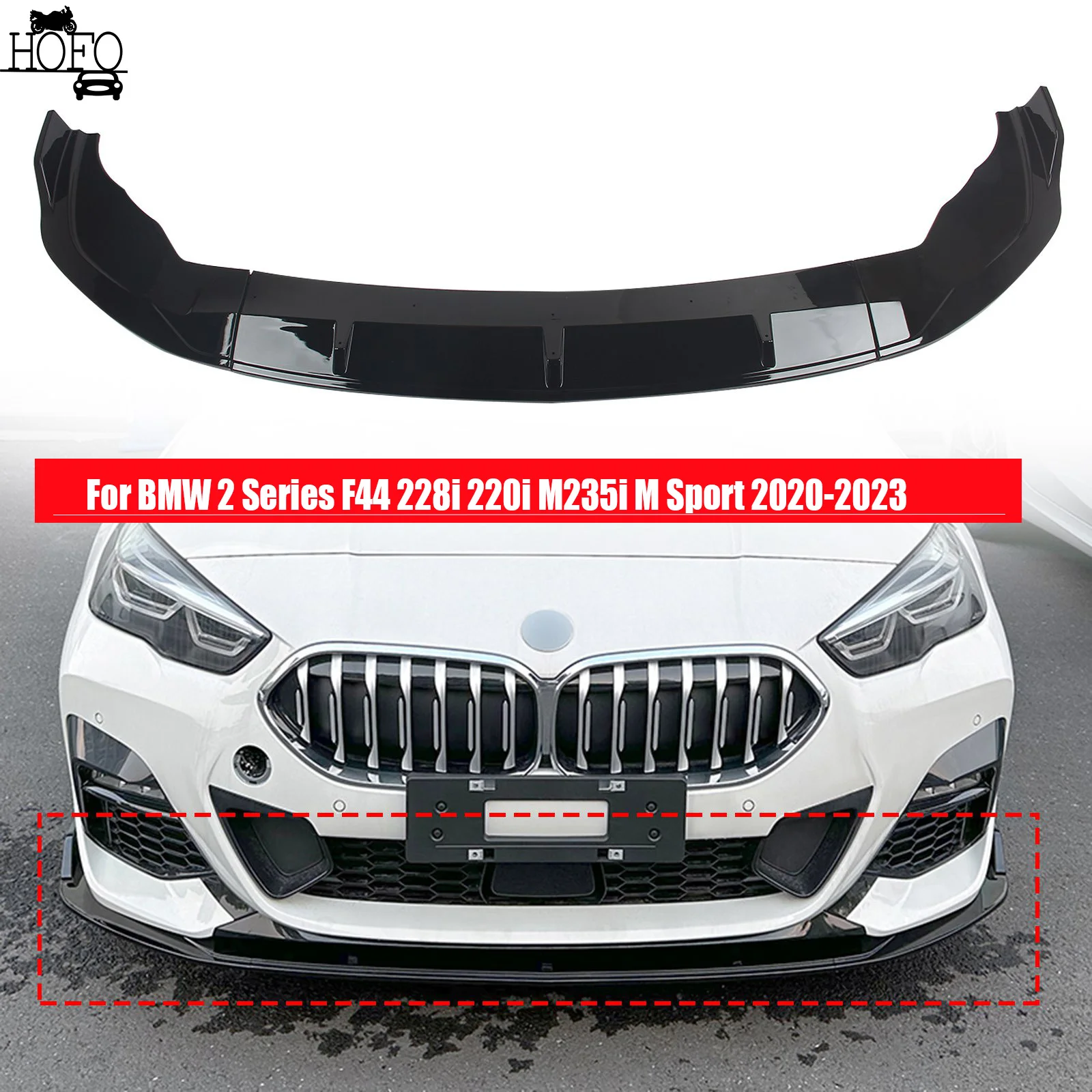 

Car Front Bumper Spoiler Lip Splitter Body Kits Tuning Accessories For BMW 2 Series F44 228i 220i M235i M Sport 2020-2023