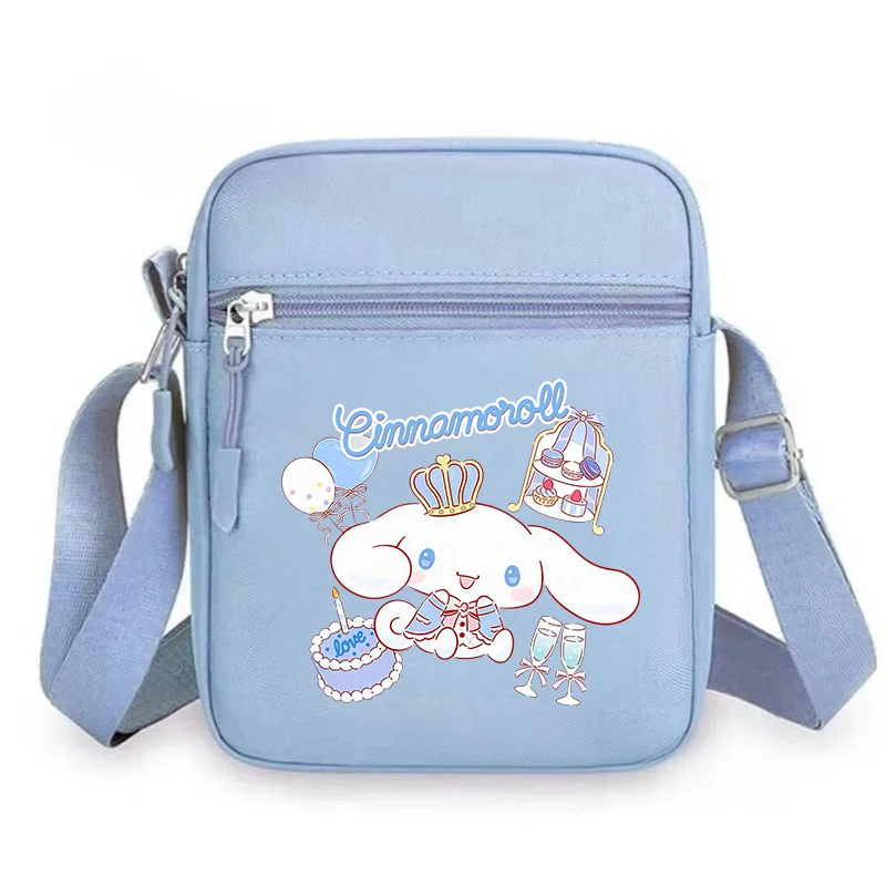 Cinnamoroll 만화 애니메이션 캐주얼 어깨 메신저 가방 Kawaii 소녀 소년 일일 여행 휴대용 동전 키 은행 카드 보관 주머니