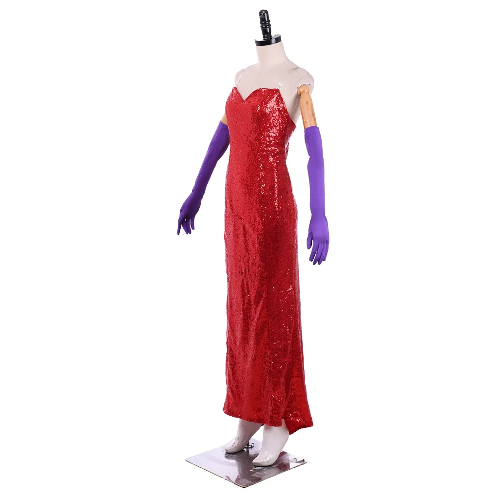 Disfraz de Cosplay de Roger Rabbit Jessica, vestido rojo Sexy para mujer con sombrero, uniforme Sexy de fiesta, vestido de escenario Cos de Halloween