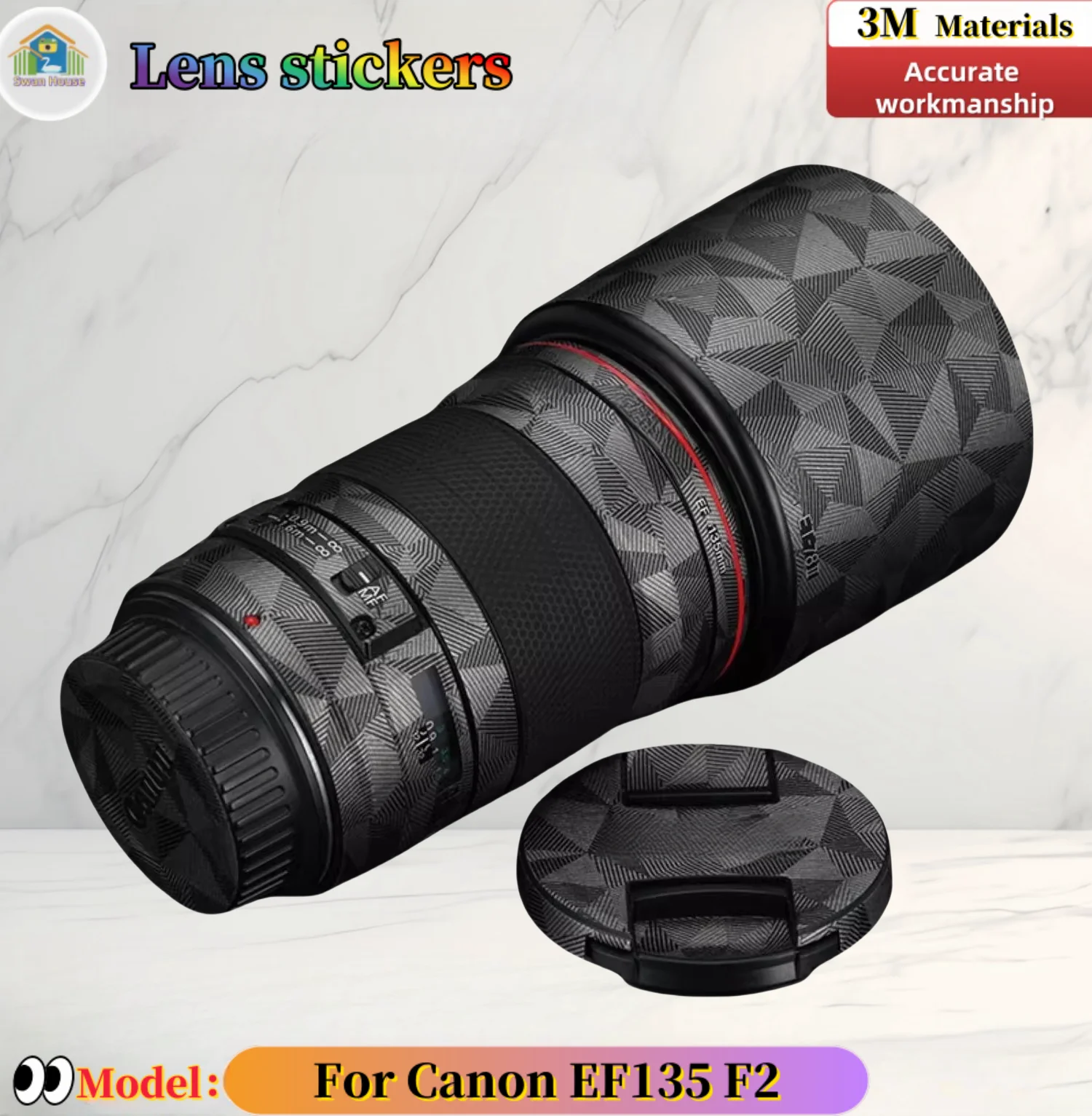 EF135 F2 For Canon EF135 F2 Camera lens sticker, DIY skin, Precision tailoring wear-resistant protective film