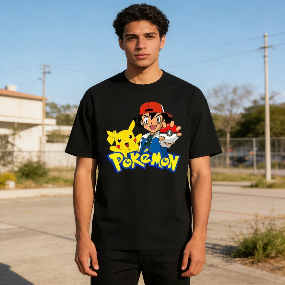 2026 Sommer Neues Pokemon-Print T-Shirt Unisex Lässiges Kurzarm-Shirt Sommer Mode Tops Streetwear Anime Grafik-T-Shirts Unisex