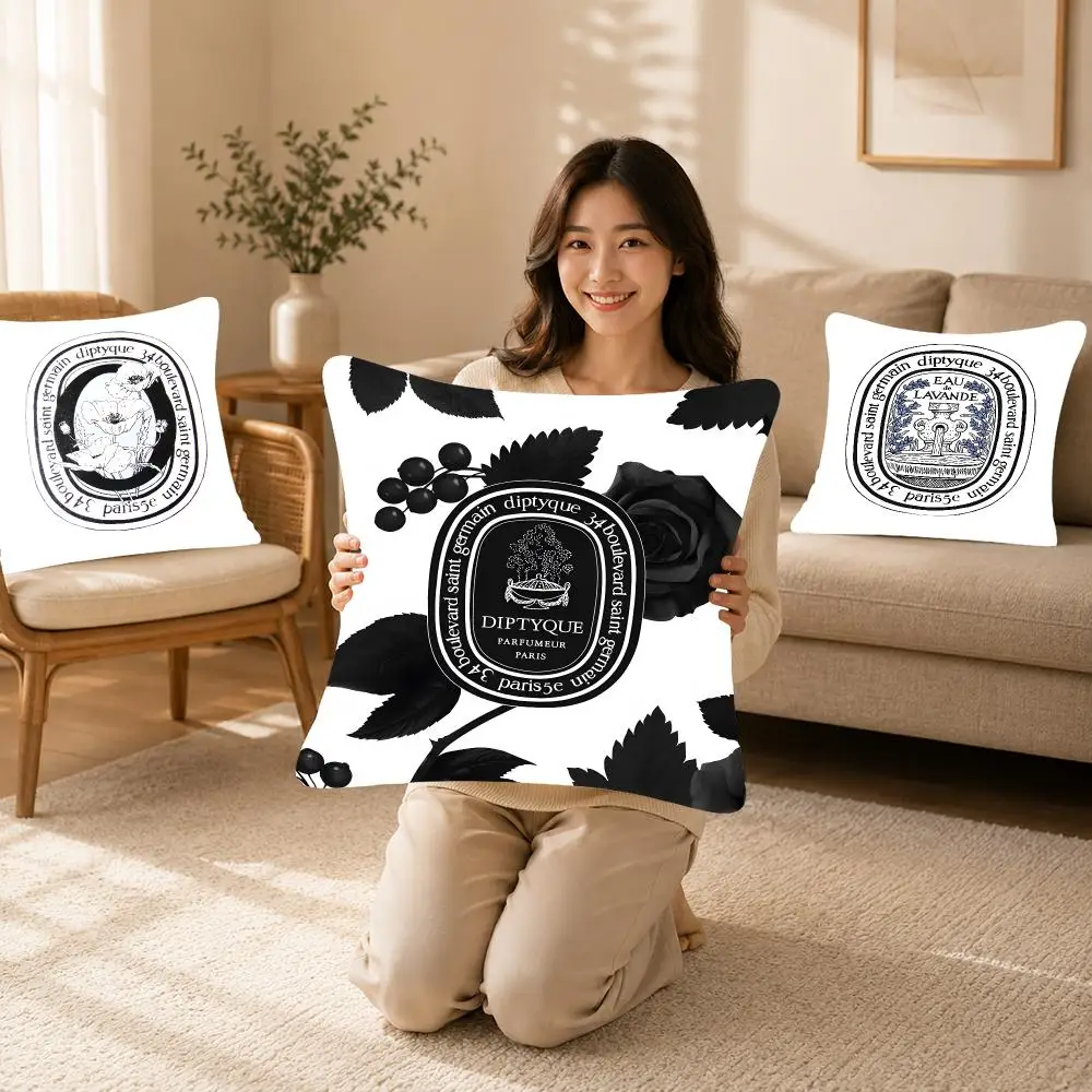 Brand Fragrance Diptyque Cushion Cover Bedroom bed reading backrest cushion Festive plush holiday Soft plush throw