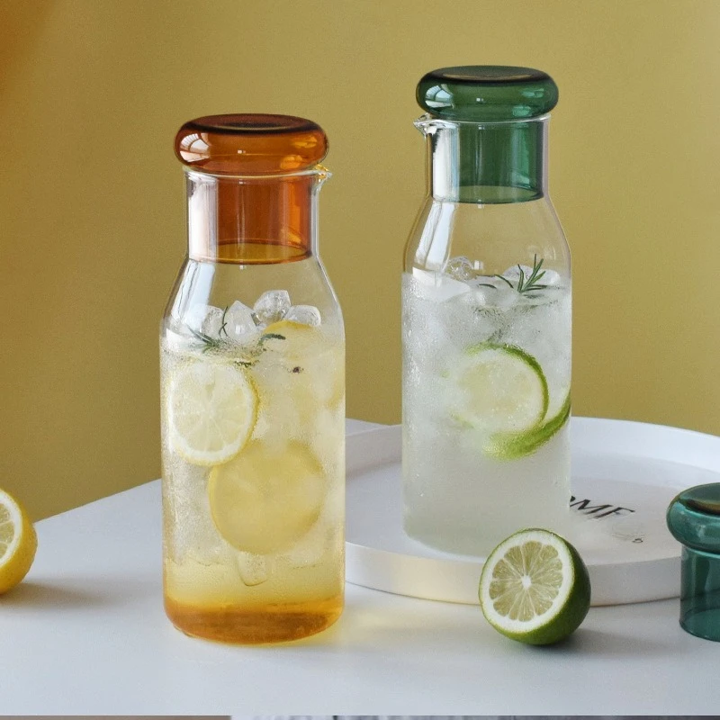 High Quality Glass Pitcher Large Capacity Heat Resistant Household Juice Cup with Lid for Cold Drinks Milk Bottle Tea Water Cup