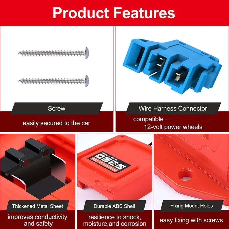 Power Wheels Adapter For Milwaukee 18V M18 Battery With Wire Harness Connector And Fuse Holder