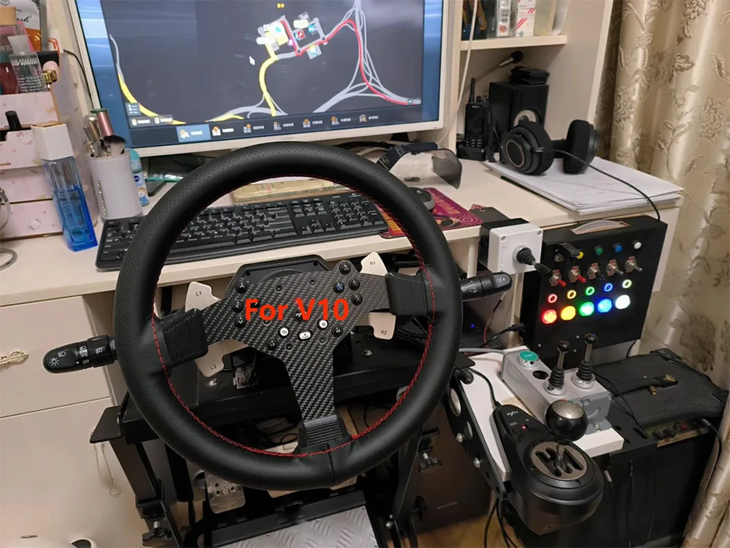 

Racing Simulator Steering Wheel Turn Signal Light With Key Start Wiper Switch For PXN V10/V10 Pro/ V99 Euro/American Truck