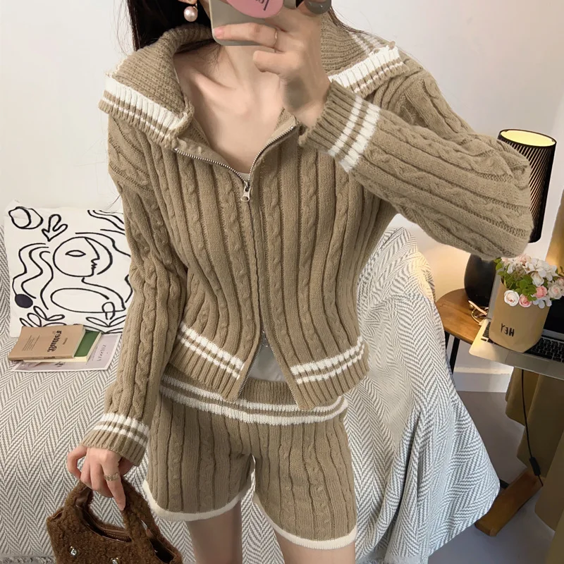 

Knitwear Two Piece Set Women's Casual Shorts Set