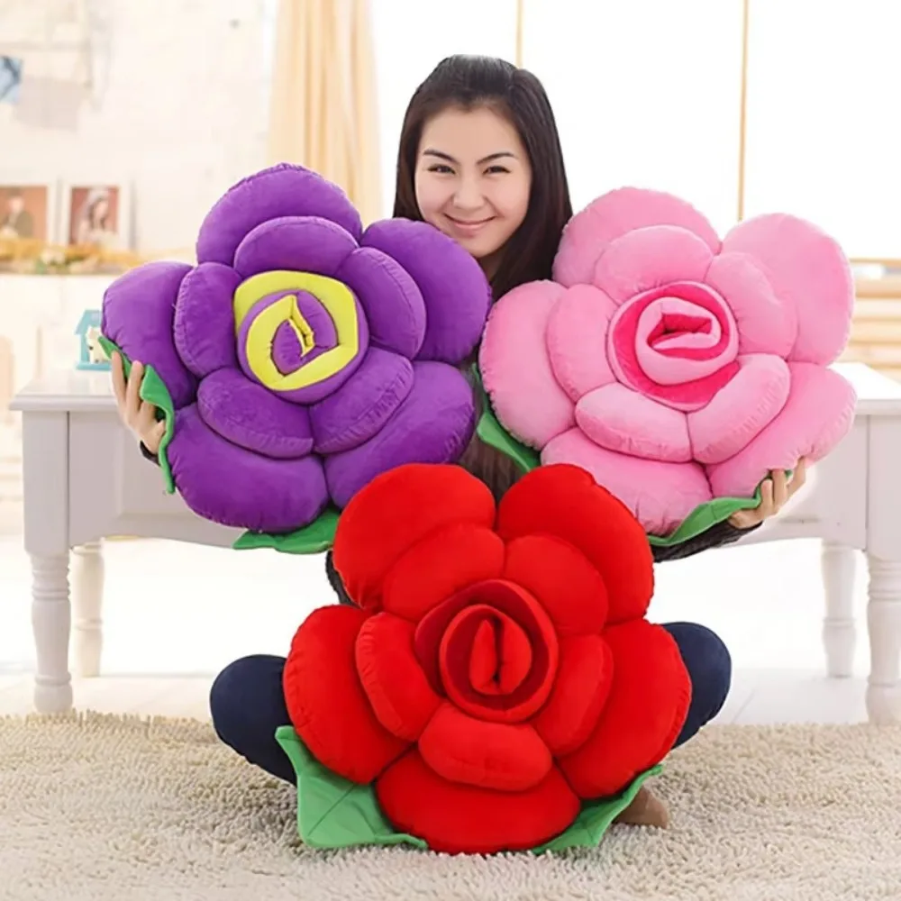 New Large Rose Shaped Pillow Simulated Plush Sofa Flower Cushion Colorful Car Interior Cushion Plush Toys