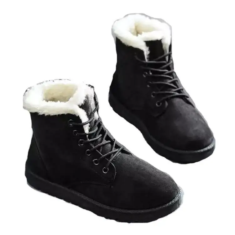 Scarpe per le donne inverno donna stivali da neve stivaletti stringati in pelle calde scarpe da donna in pelliccia sintetica stivali con plateau