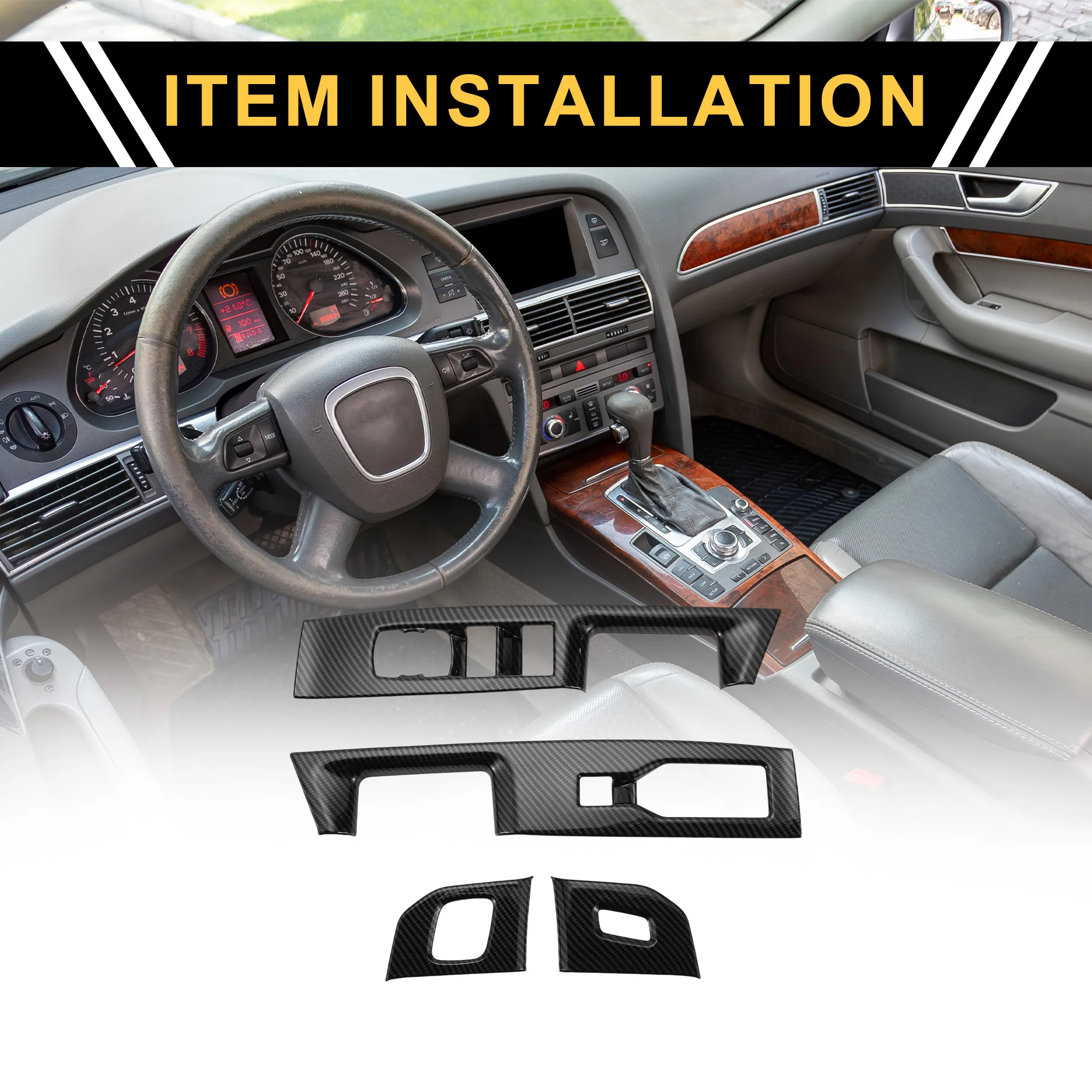 

UXCELL Front Door Window Switch Panel Cover Trim for Ford F-150 21-24 black 1 Set