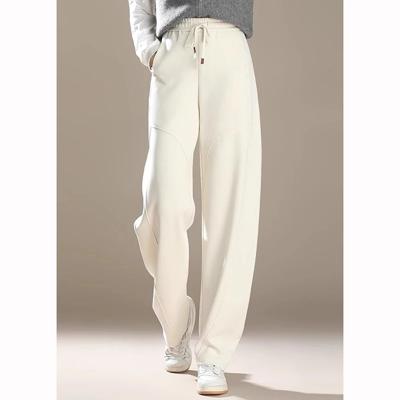 Venda quente meninas confortáveis sweatpants senhora moda cordão calças de cintura alta feminino coreano casual calças de perna reta