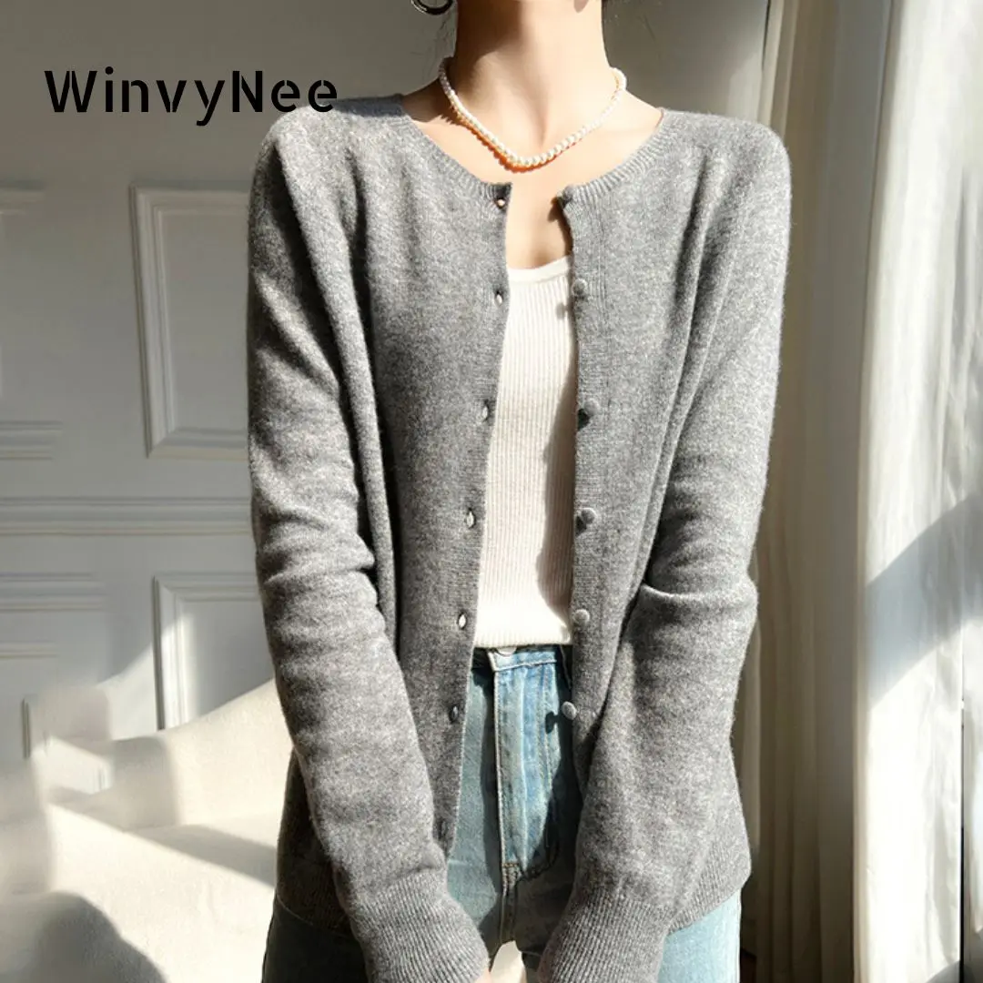 WinvyNee 2024 New Trend Women's Wool Cardigans Knitted Sweaters Solid Casual Warm Outerwears Coats Winter Clothing B1263018B