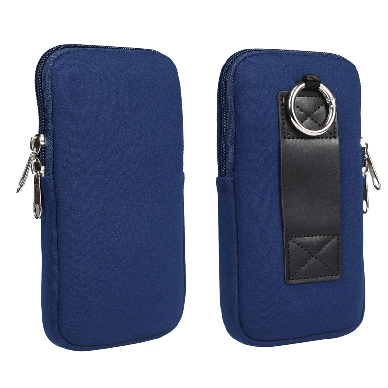 

Universal Cell Phone Pouch For iphone Samsung Motorola Xiaomi Huawei Smartphone Stretch Material Zipper Sleeve Hanging Waist bag