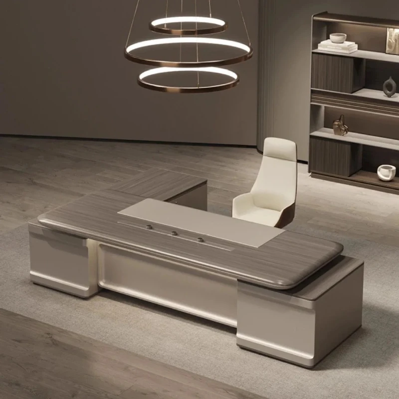 K Solid wood desk president table light luxury paint high-end high-end boss office desk and chairs
