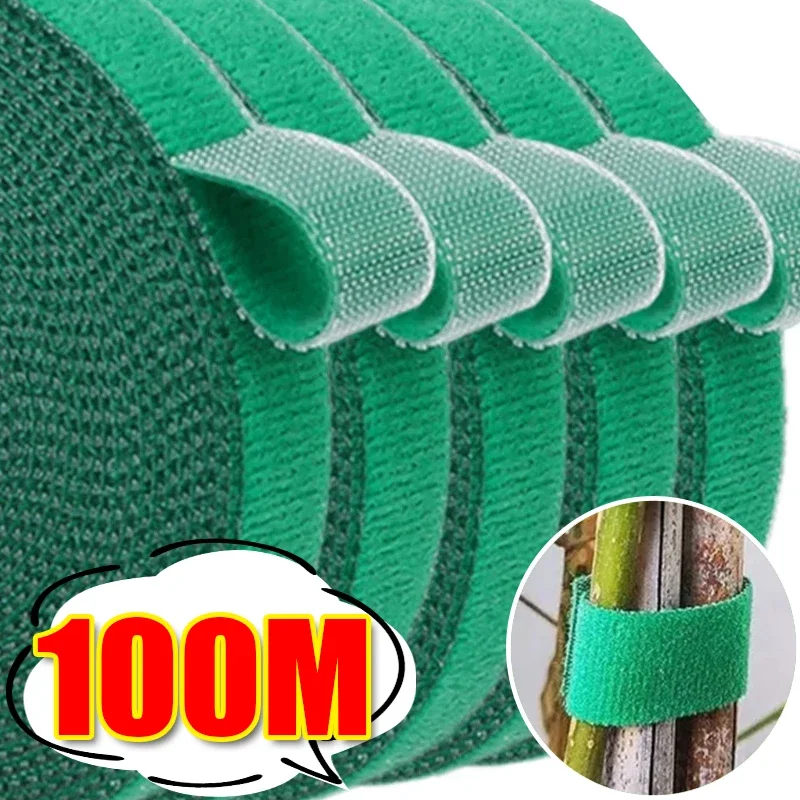 100/2M Nylon Plant Ties Garden Twine Self Adhesive Plant Bandage Hook Loop Vine Wrap Support Tape Garden Fastening Tape Strips