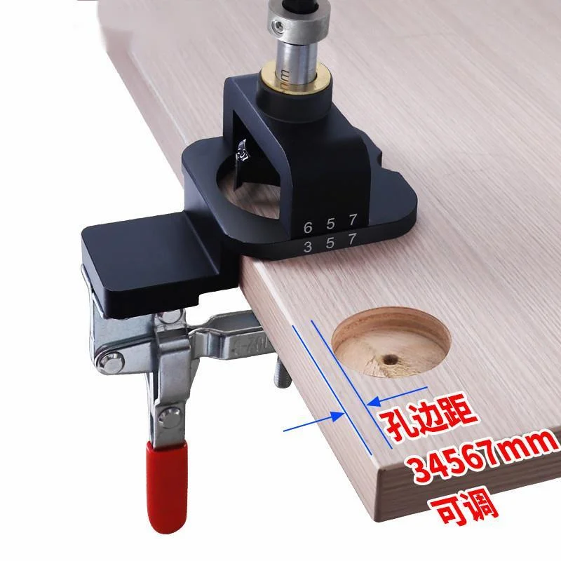 

Woodworking 35mm Hinge Hole Opener Cabinet Door Panel Drilling Hinge Guide Locator Punch Installation Auxiliary Tools W/ Fixture