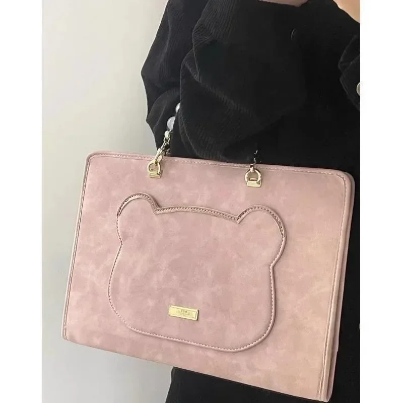 13-15.6 Inch Fashion PU Laptop Sleeve Pink With Chaining Protective Case Breathable Laptop Bag For Xiaomi Huawei Notebook Pouch