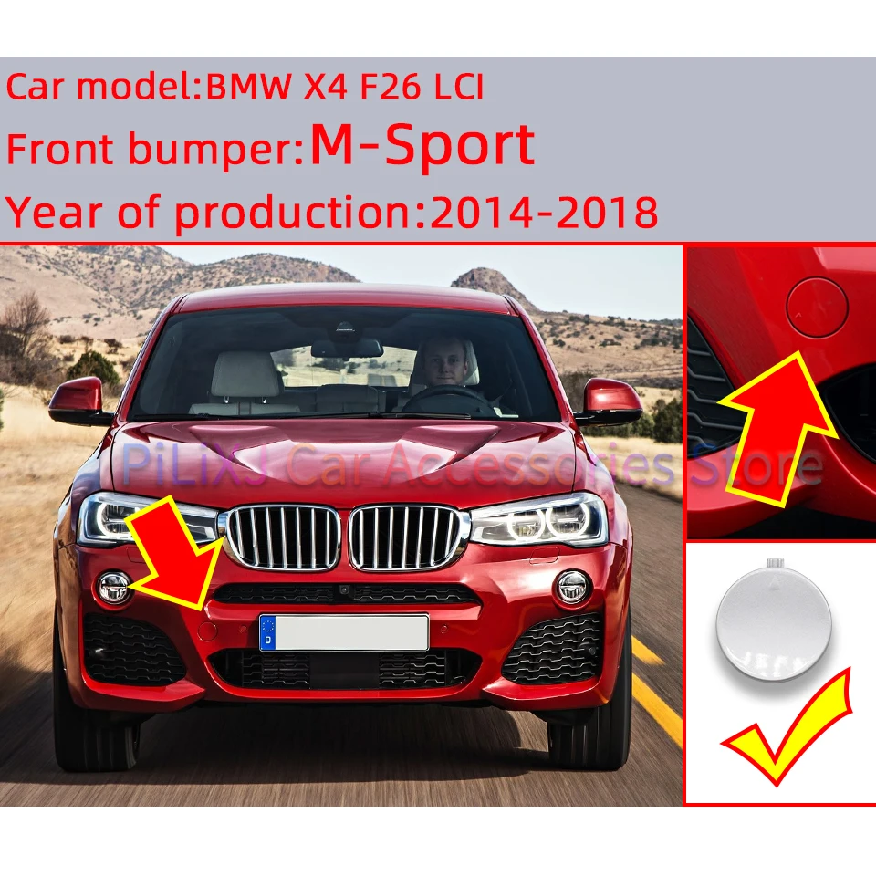 Car Accessories For BMW X4 F26 LCI M-Sport Front Rear Bumper Tow Hook Cover Cap Hauling Shell 2014-2018 #51118065883 51128066750