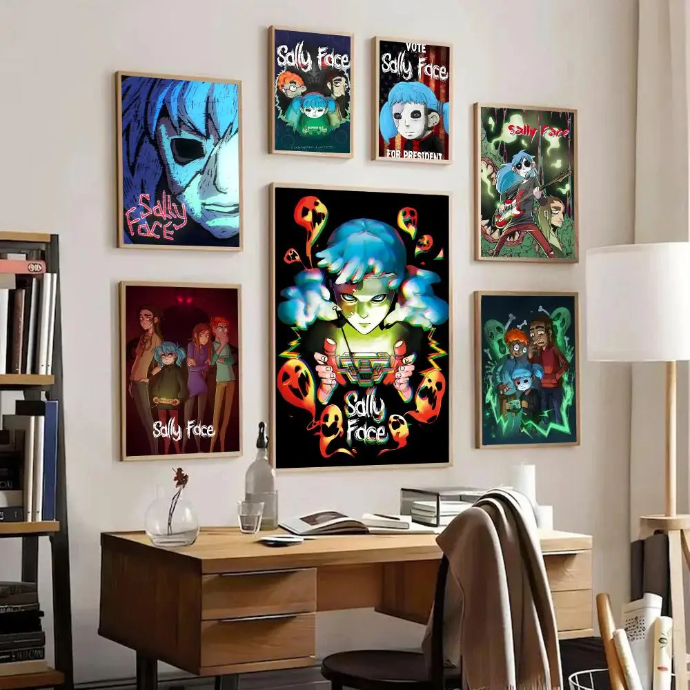 Game S-Sally Face Poster HD Art Sticky Wall Waterproof Home Living Room Bedroom Bar Aesthetic Decoration