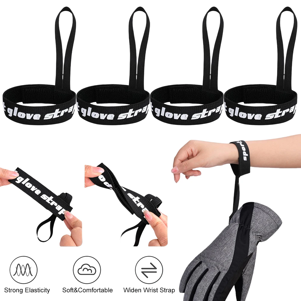 4PCS Glove Safety Strap Skis Gloves Wrist Elastic Straps Ski Gloves Handcuff Snowboard Glove Straps Winter Sports Accessory