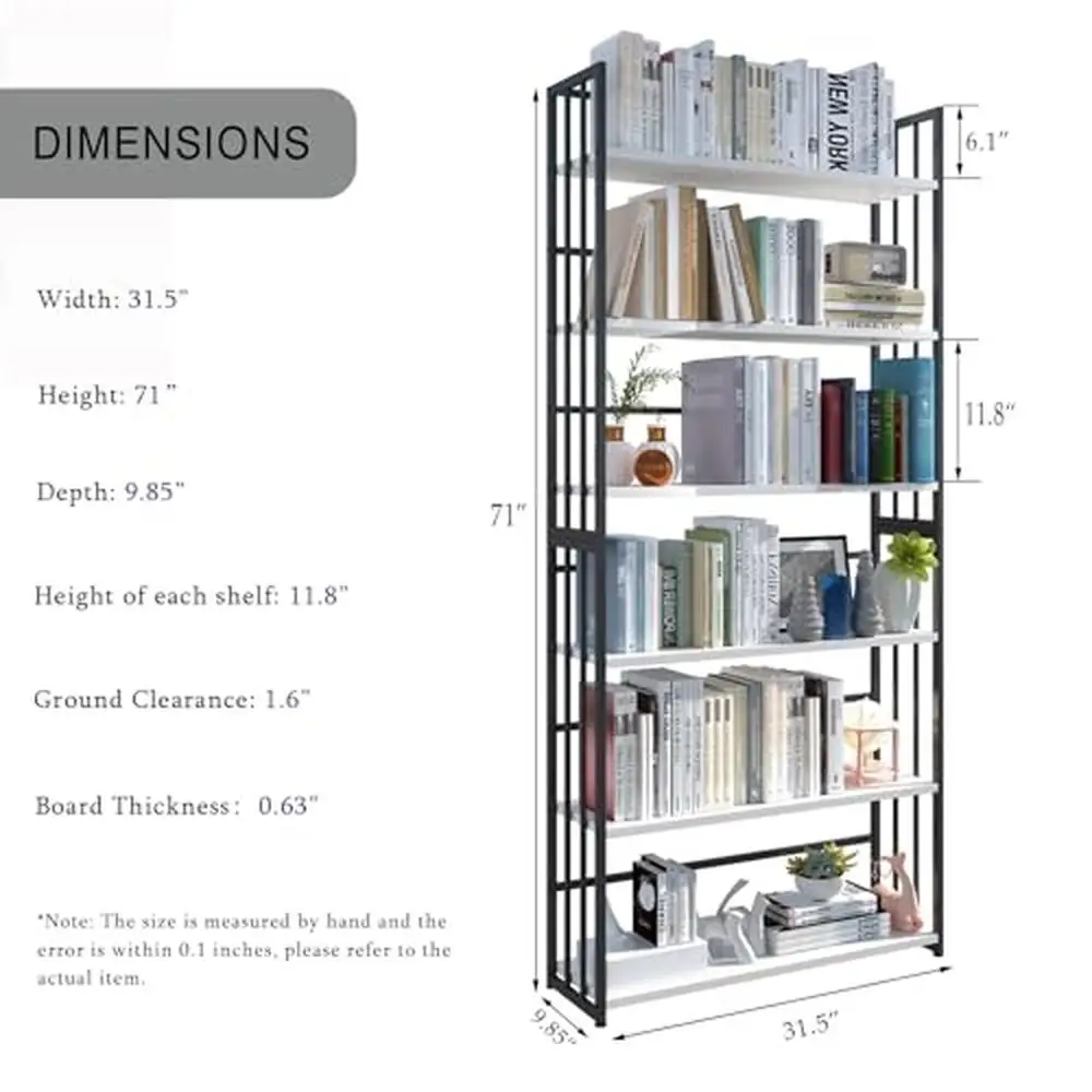 Libreria moderna a 6 livelli alta aperta con ripiano per recinzione laterale Display per ufficio a casa gambe regolabili con struttura in metallo nero libreria per impieghi gravosi