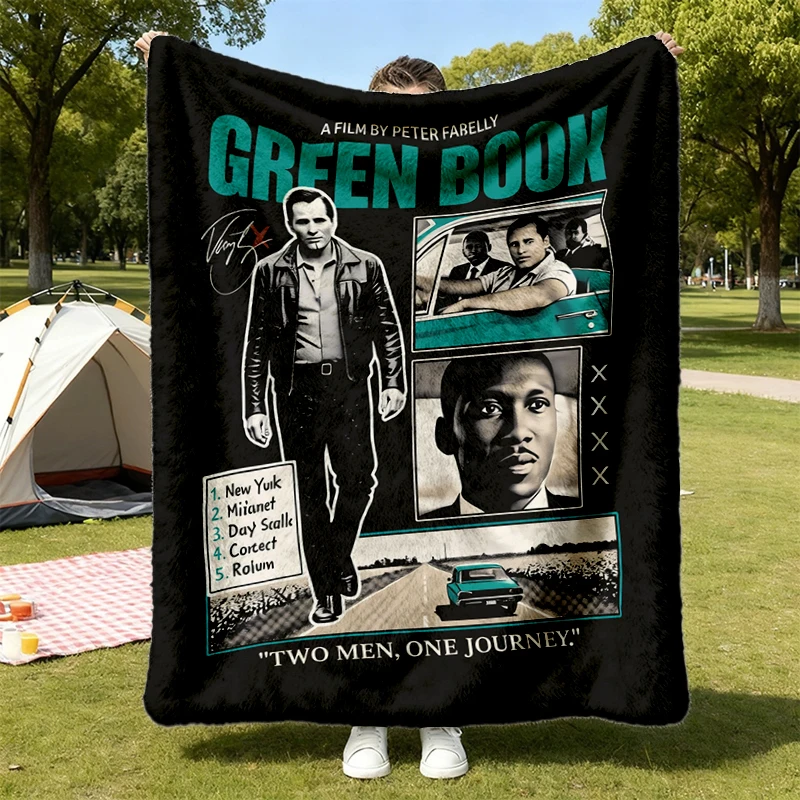 Green Book Movie Graphic Comfy Blanket Retro Road Trip Cinema Soft Blanket