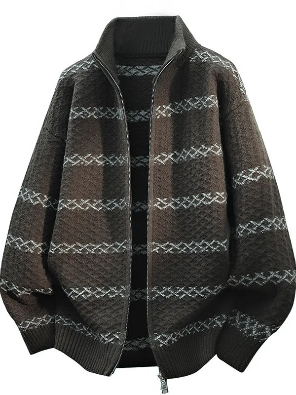 

2025 New Men's Knitwear Cardigan Casual Slim Fit Thiened irt Collar Autumn Winter Faionable Korean Sle Leisure Outerwear