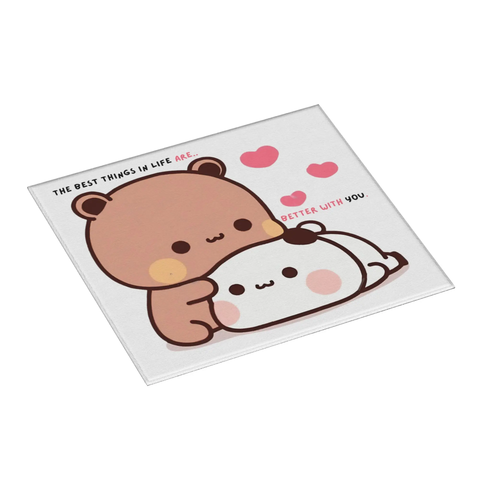 Panda Bear And Brownie True Love BUBU DUDU Drying Mat For Kitchen Waterproof Non‑Slip Oil Proof Countertop Protector Mat