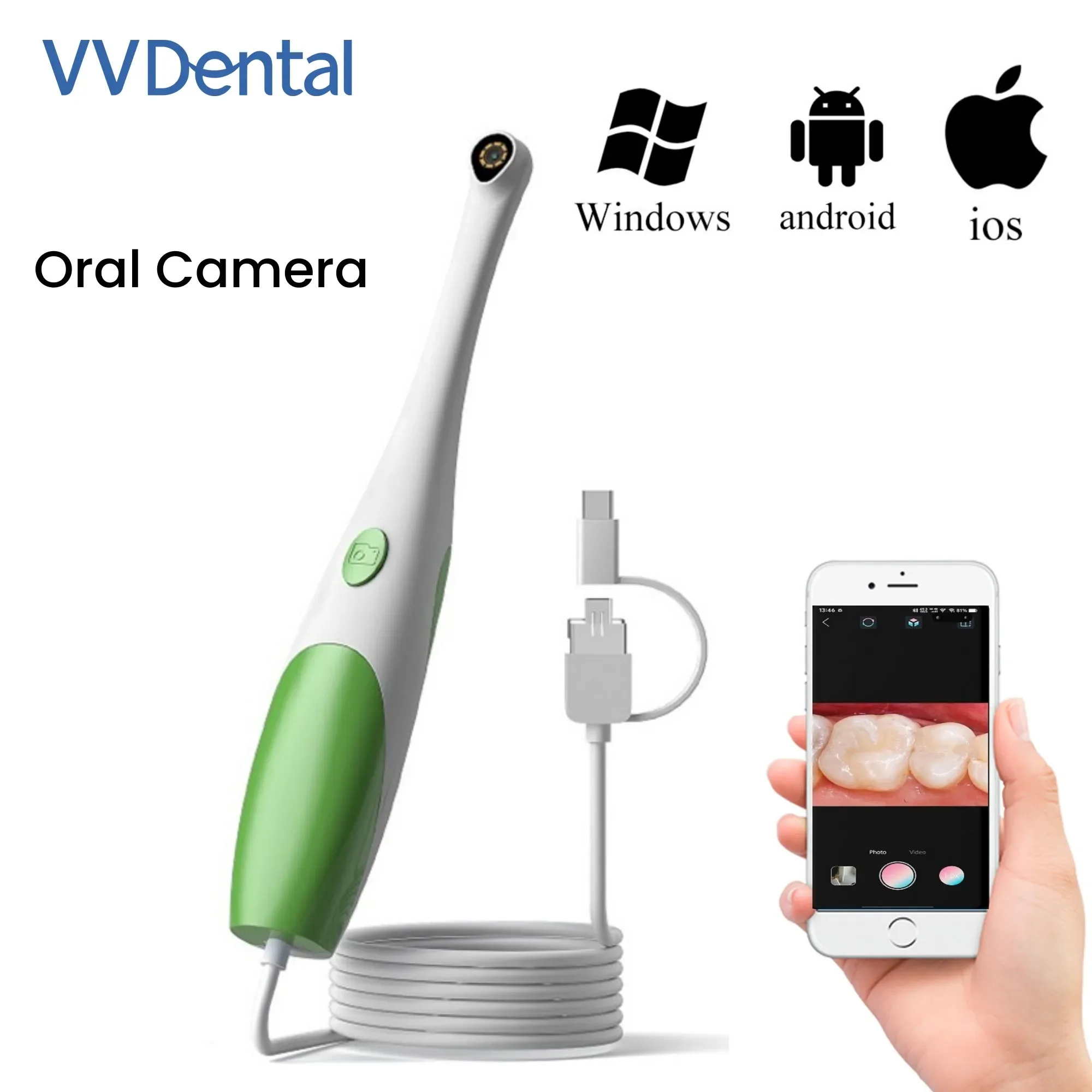 VV Dental USB Charge HD Electronic Oral Camera 3in1 Interface Intraoral Skin Examination Nursing Home Kit Tools  480P/1080P