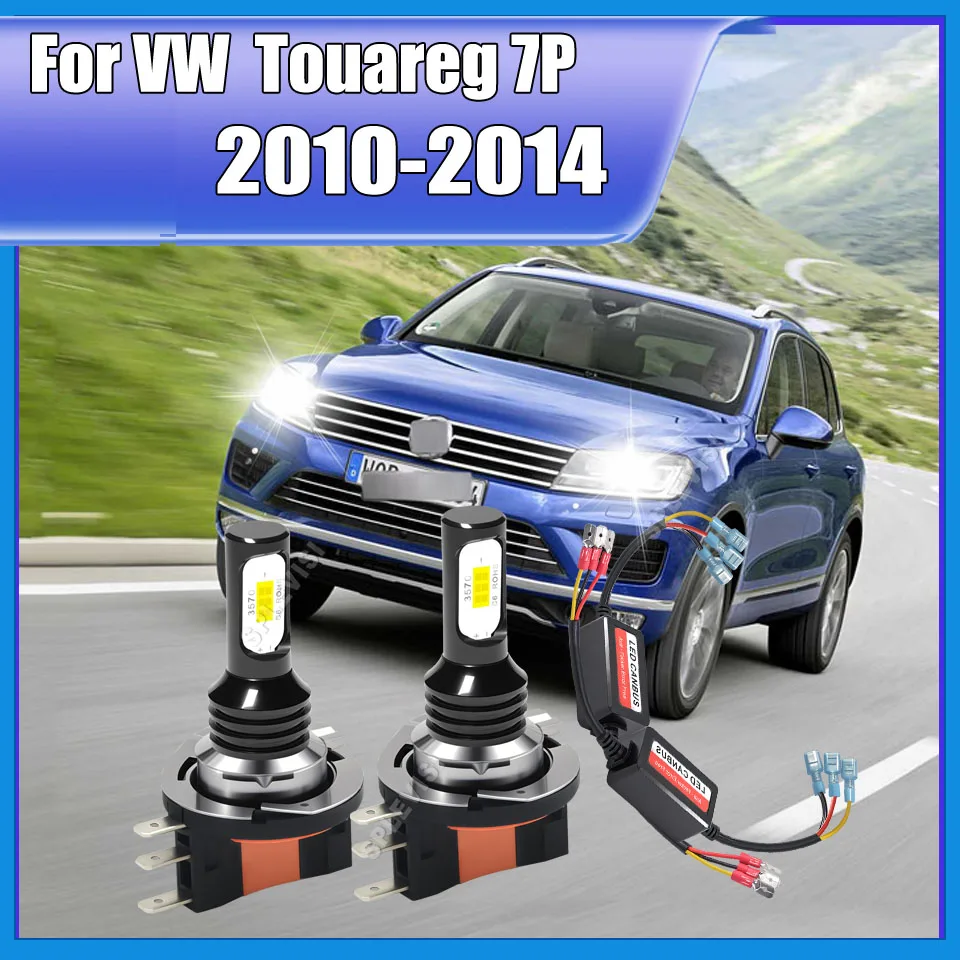 

H15 715 PJ23T-1 CANbus LED Headlight Bulbs 6000K White Error Free Installation For VW Touareg 7P 2010 2011 2012 2013 2014