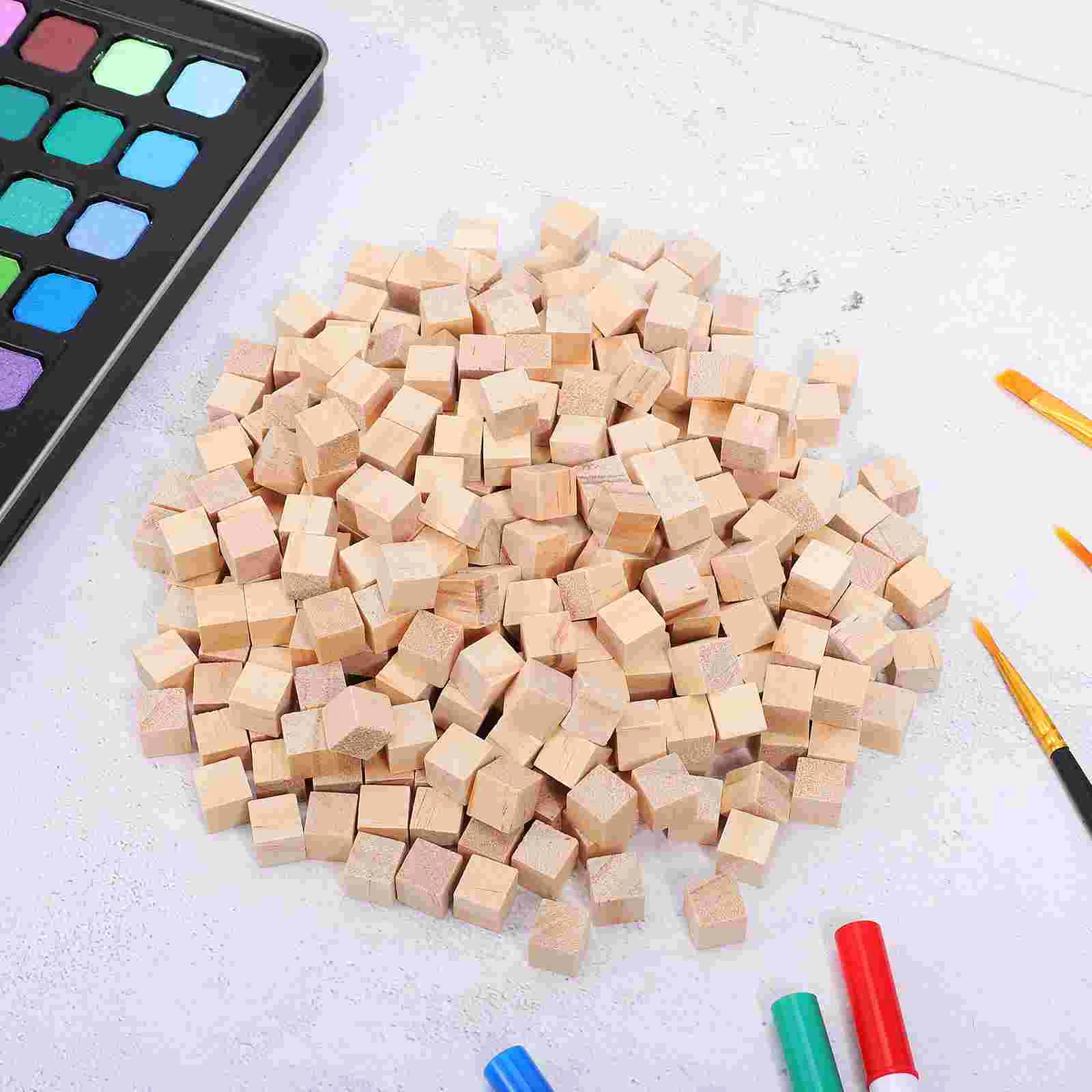 500 Pcs Wood Blocks For Crafts Wooden Cubes Small Wooden Blocks Centimeter Cubes Blank Building Cubes Square Wood Pieces