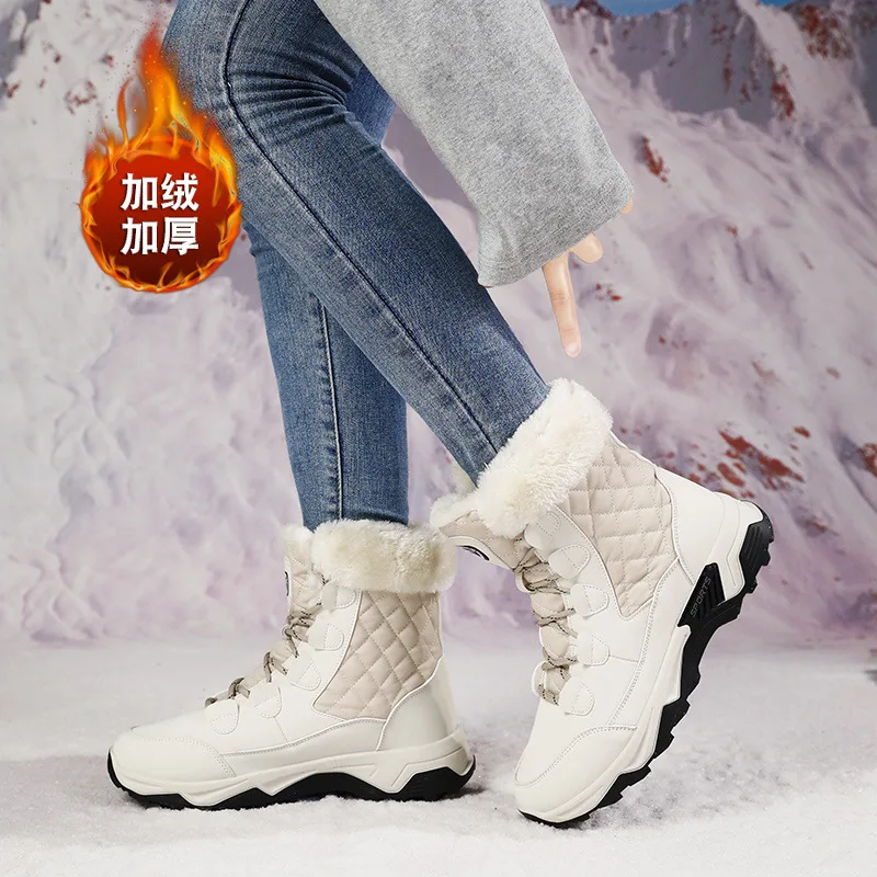 Snow Boots Women Waterproof Insulated with Laces