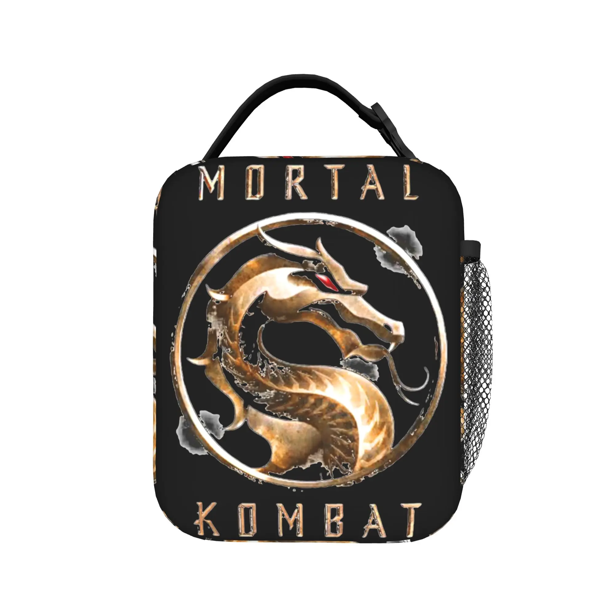 Mortal Kombat Dragon Logo MK11 Bolsa térmica para almoço, recipiente portátil para almoço, bolsa térmica, lancheira escolar, piquenique, homens, mulheres