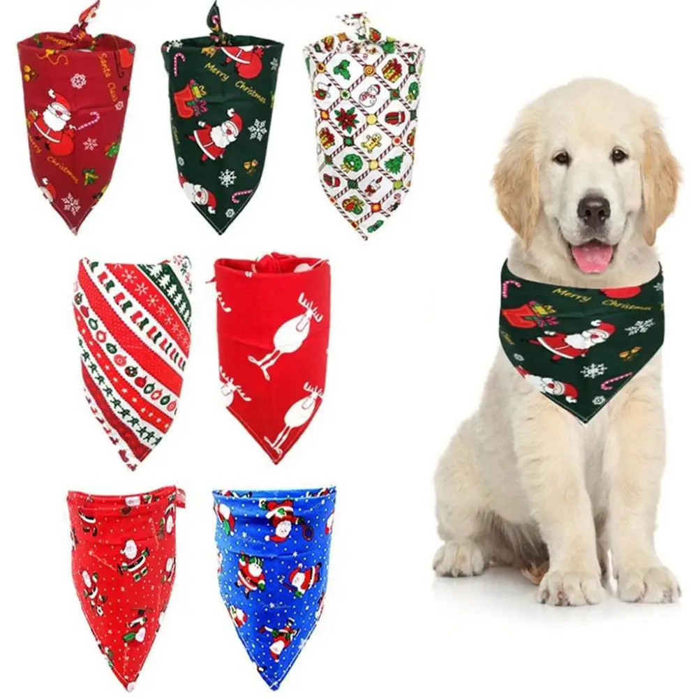 Cute For Puppy,Kitten Santa Claus Patten Christmas Element Pet Costume Dogs Bandanas Cats Triangular Scarf Christmas Pet Decor