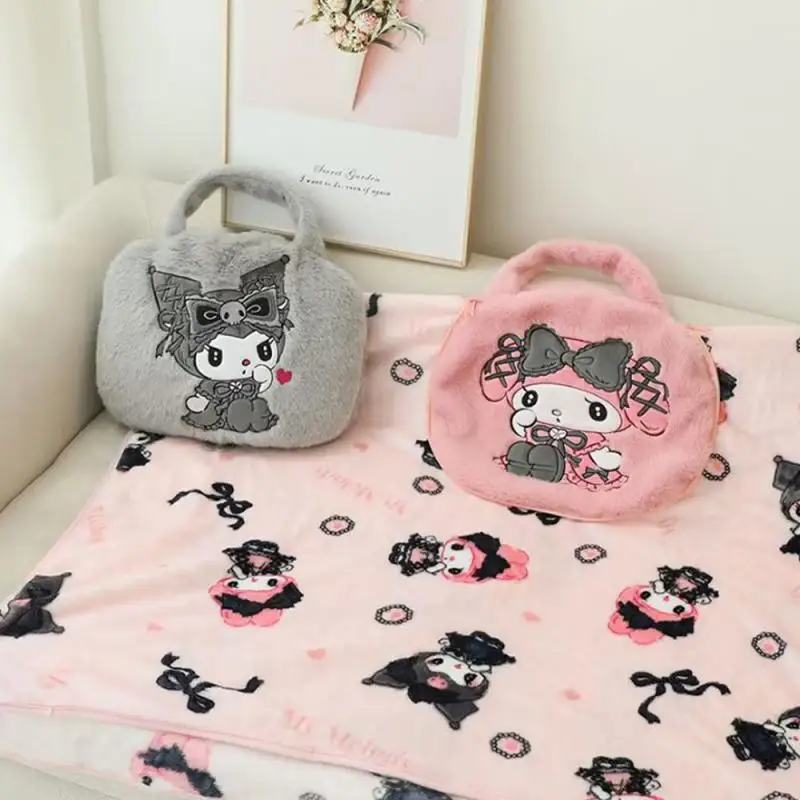 Cartoon Hand-Held Portable Sanrio Kawaii Anime Storage Blanket Sofa Cover Blanket Office Nap Air Conditioning Blanket Kids Toys