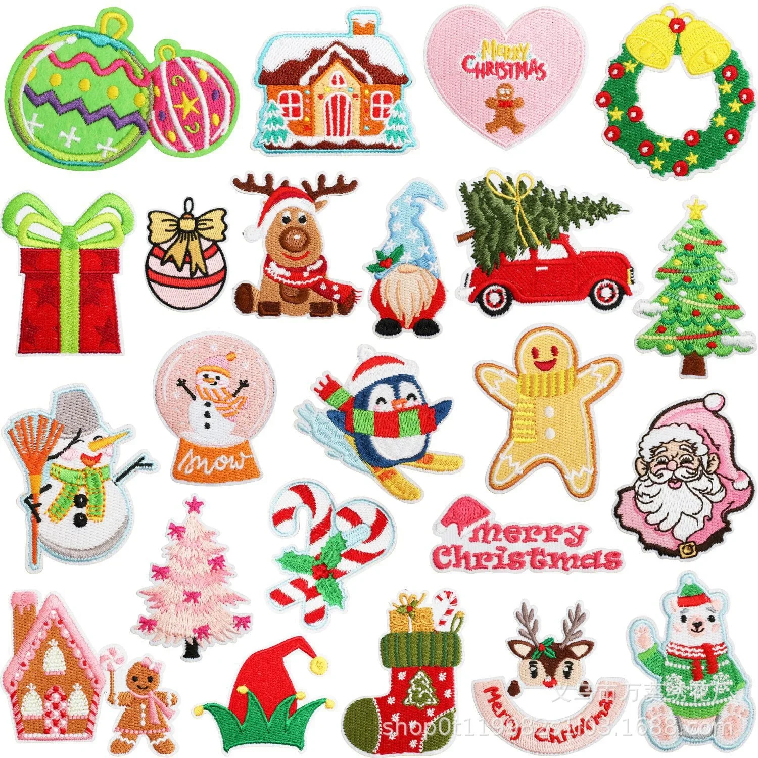 

1PCS Christmas Badge Embroidery Patch Ironing Clothes Hat Bag Shoe Repair Materials Telephone gift Box Decoration DIY Accessori